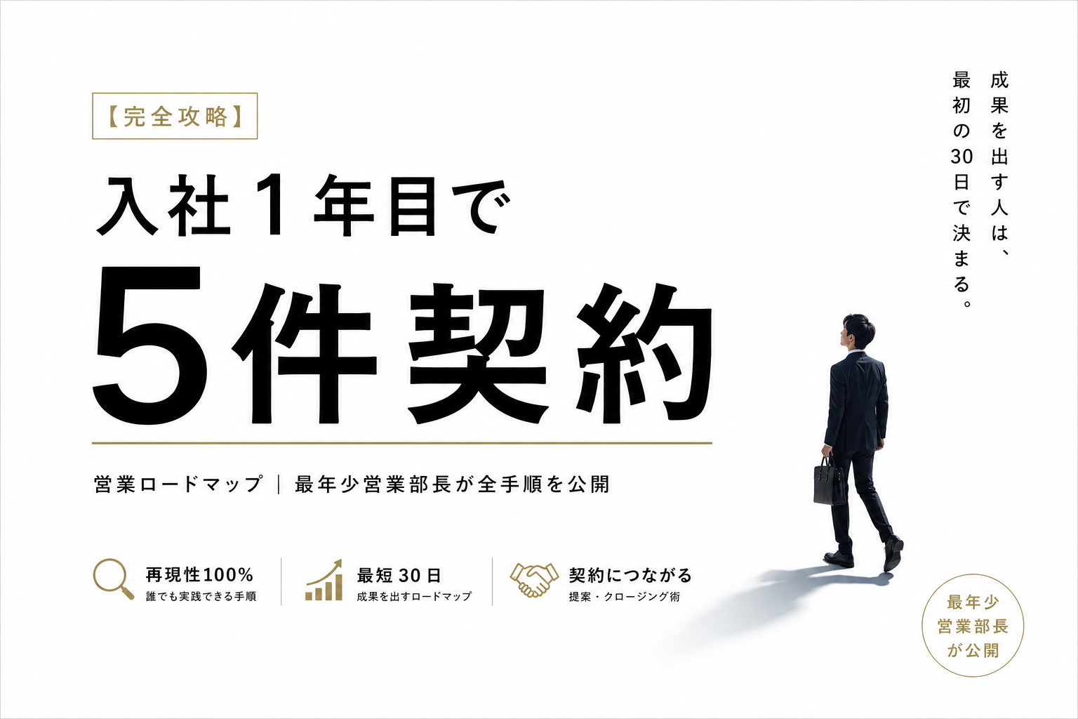 【完全攻略】入社1年目が初月から5件契約を取る営業ロードマップ｜最年少営業部長が全手順を公開